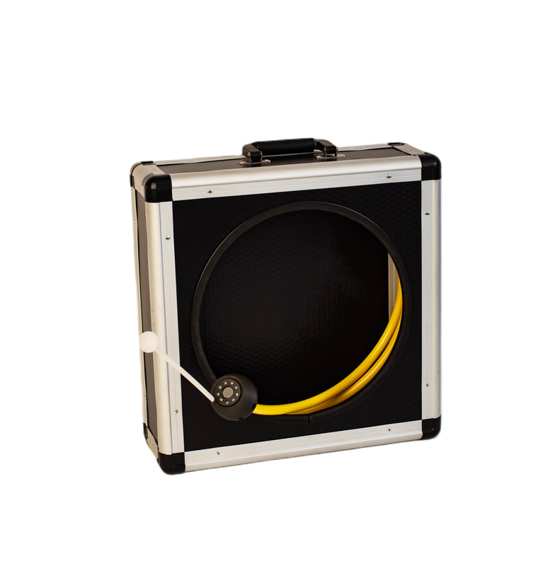 Heavy-duty case with Chim-Scan® Dryer Vent Camera Plus and 35' of flexible rod.
